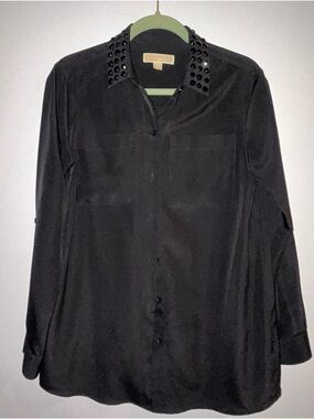 Michael Kors Black Top with studded collar.